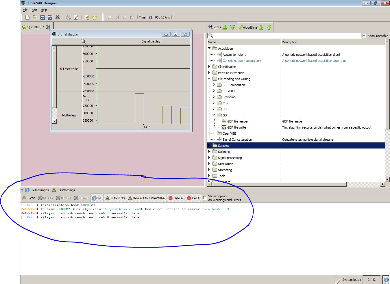 Screenshot-MindWave signals in Open Vibe Designer-NOT MUCH WARNINGS AND ERRORS - 20062012.JPG